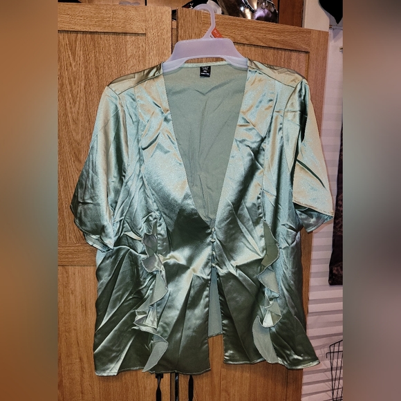 Shein 4xl jade green silky blouse (usa size 18) - Picture 2 of 6